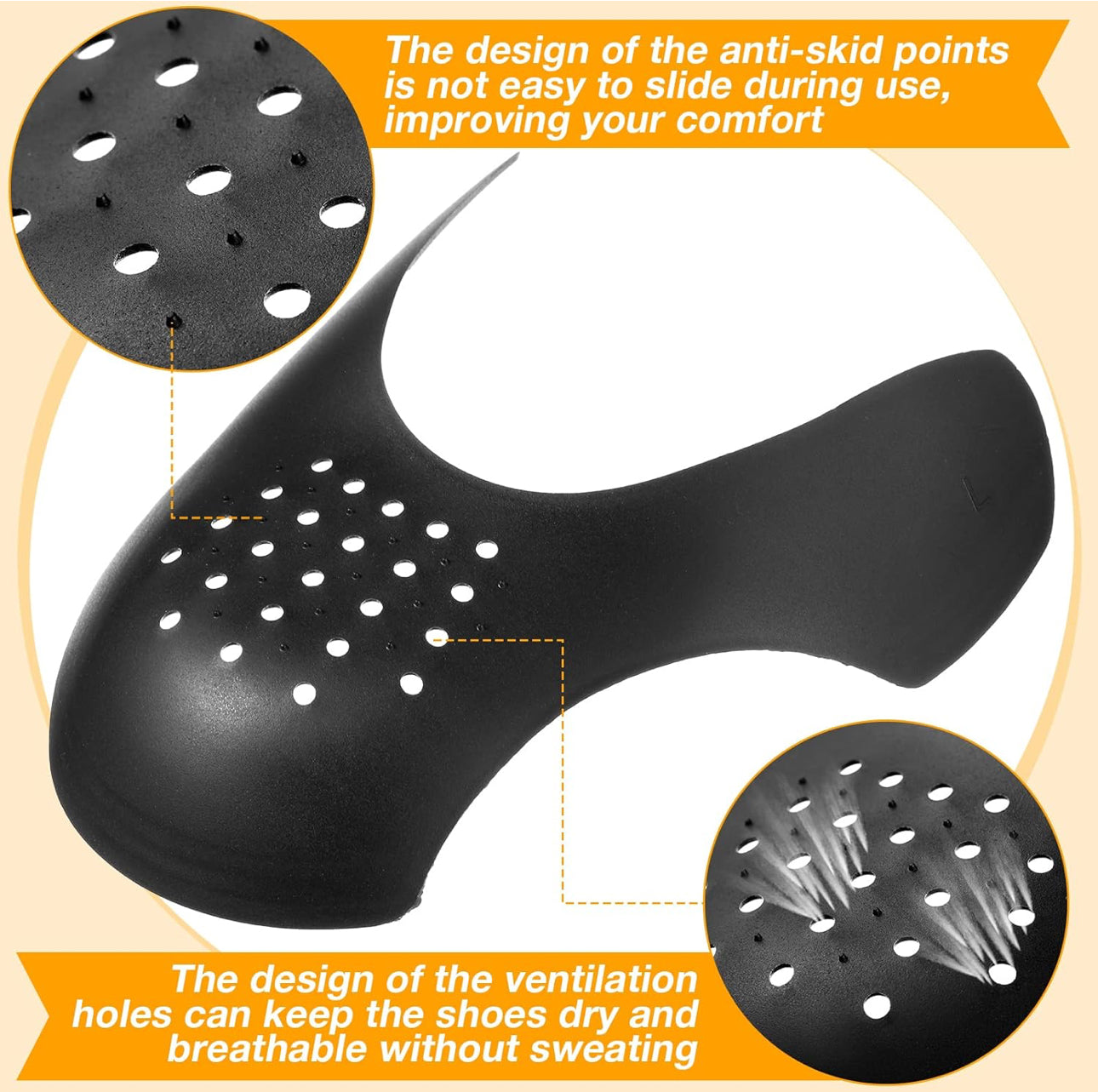 3 pairs Anti-Wrinkle Shoe Protector – Sneaker Shoe Guards No-Crease Insert Toe Shield for Men & Women, Trimmable Fit, Black/White/Grey