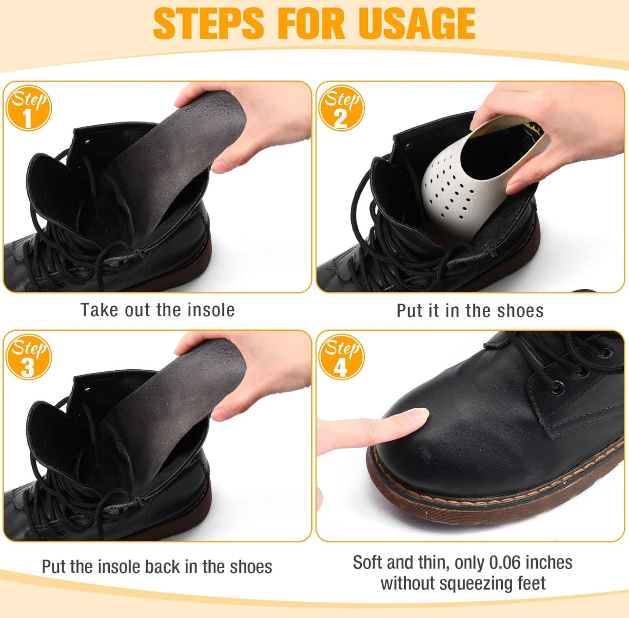 3 pairs Anti-Wrinkle Shoe Protector – Sneaker Shoe Guards No-Crease Insert Toe Shield for Men & Women, Trimmable Fit, Black/White/Grey